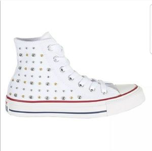 New Size 8 Studded White High Top Converse