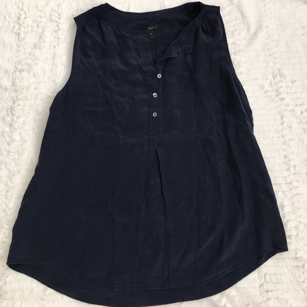 J. Crew silk sleeveless blouse in navy