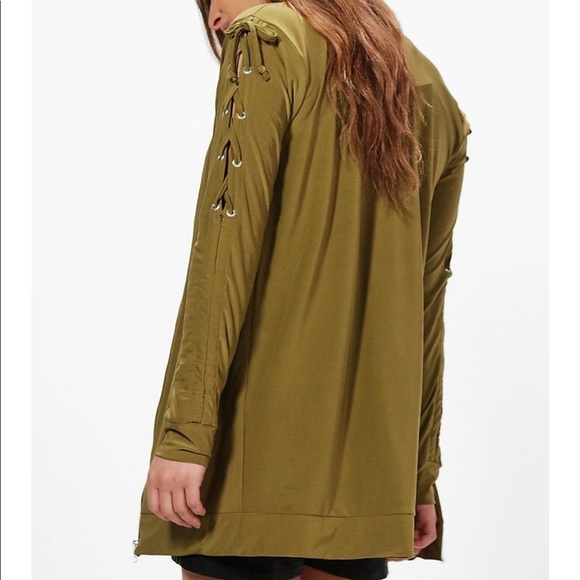 Petite Lola Lace Up Sleeve Bomber Jacket. FP - Picture 2 of 6