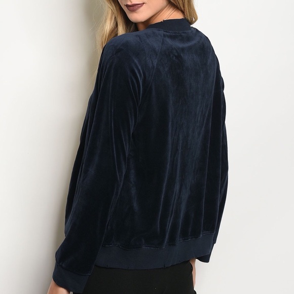 | VELVET DISTRESSED BOMBER | - Picture 2 of 4