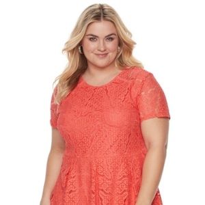 Gorgeous Pink Lace Fit and Flare Dress