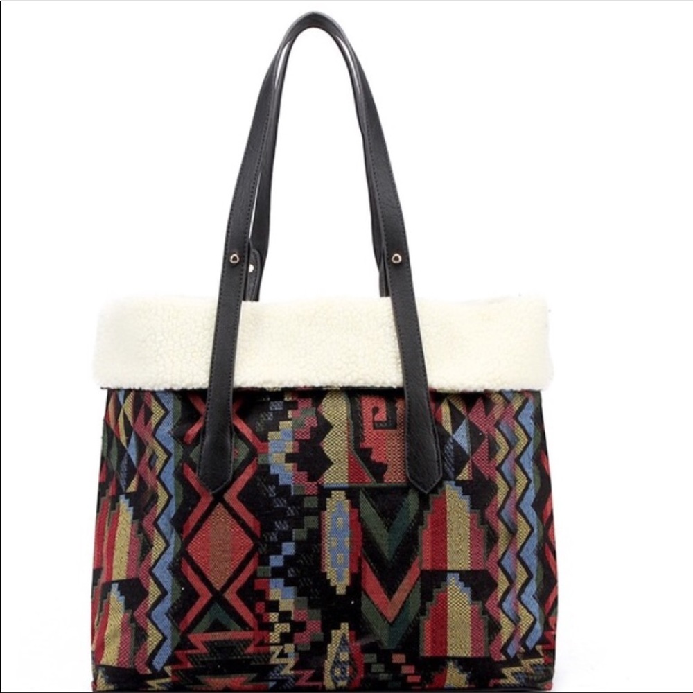 Reversible tribal print tote