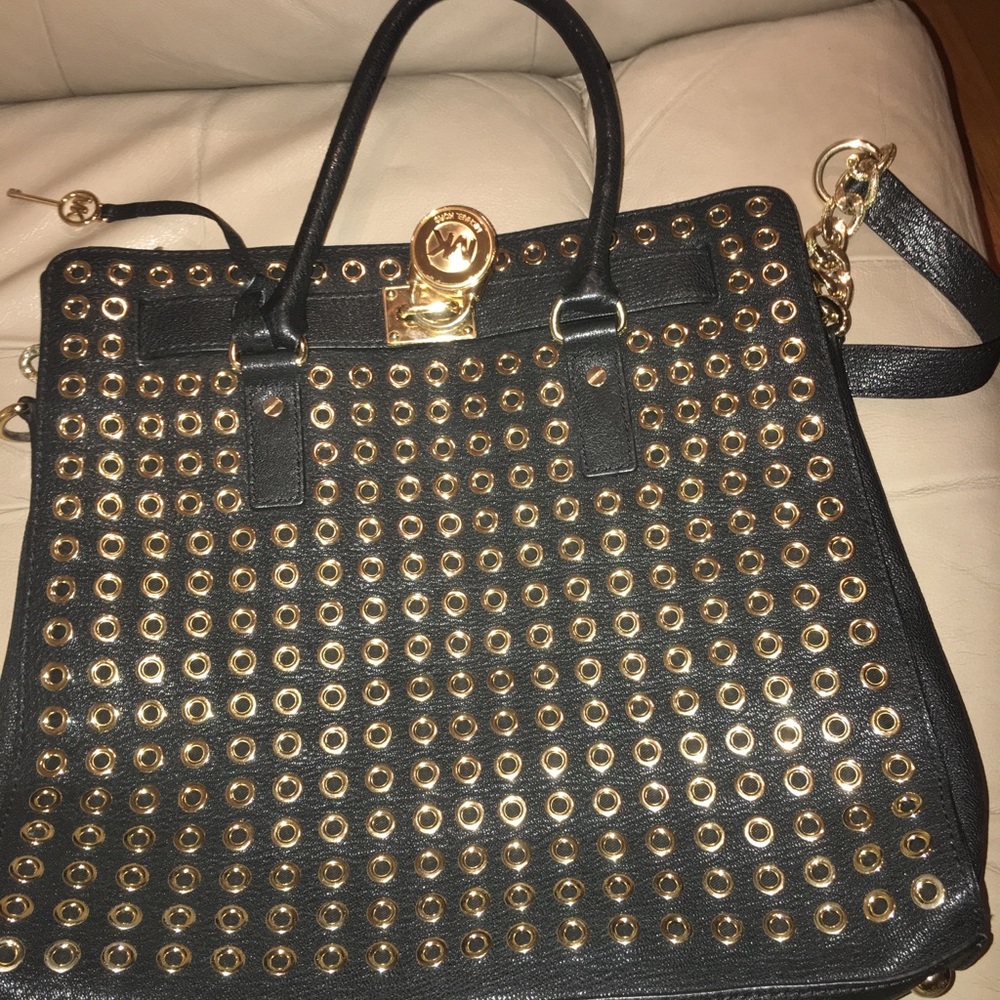 Michael Kors Grommet Hamilton Tote Black/Gold