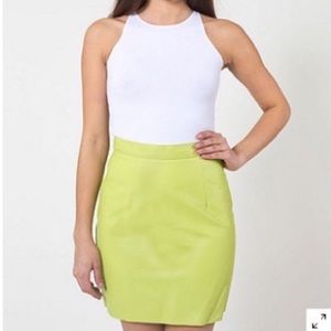 RARE American Apparel Green leather mini skirt S