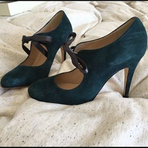 Teal/Blue Suede LK Bennett Vintage Style Heel