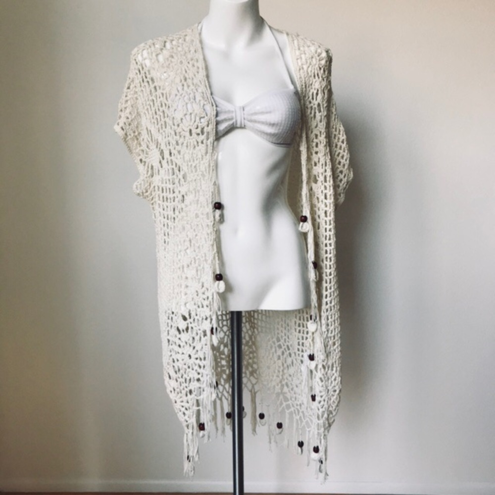 Boho Fringe Macrame Sweater Beach Cardigan