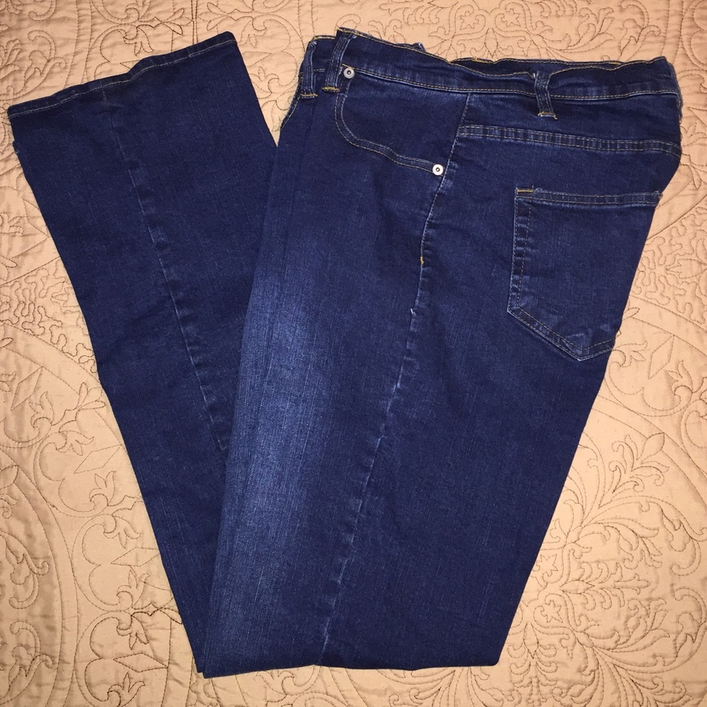 Straight Leg Dark Rinse Blue Jeans 32x34 - Picture 3 of 4