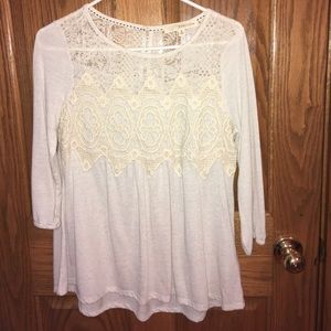Cream blouse with lace detail
