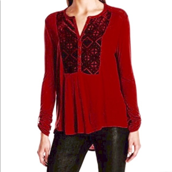 Lucky Brand Tops - Lucky Brand velvet  front 3/4 sleeve tunic size L