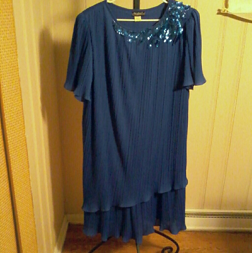MICHAEL ALLEN Ltd Royal Blue Sequined Dress 16W