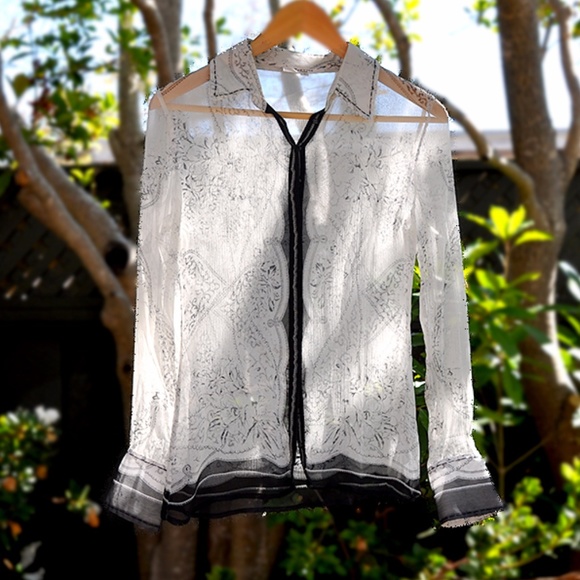 Vertigo Paris Silk Chiffon Top Blouse Button Shirt - Picture 1 of 4