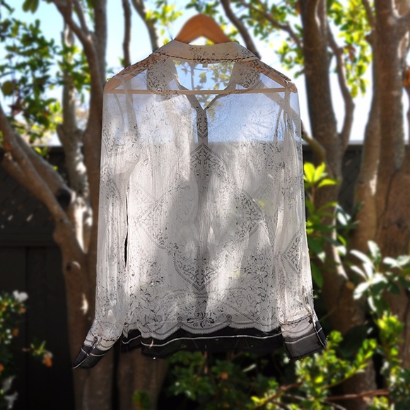 Vertigo Paris Silk Chiffon Top Blouse Button Shirt - Picture 3 of 4