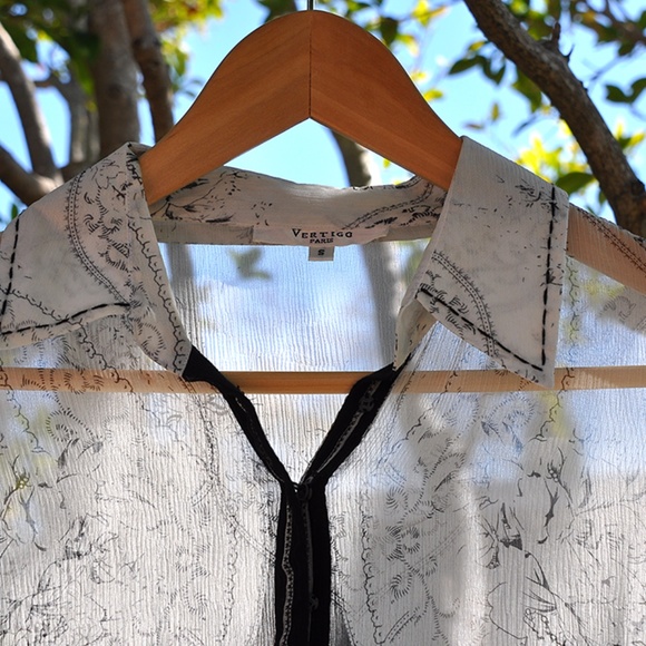 Vertigo Paris Silk Chiffon Top Blouse Button Shirt - Picture 4 of 4