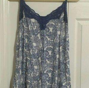 SOLD Lace trimmed white and navy cami