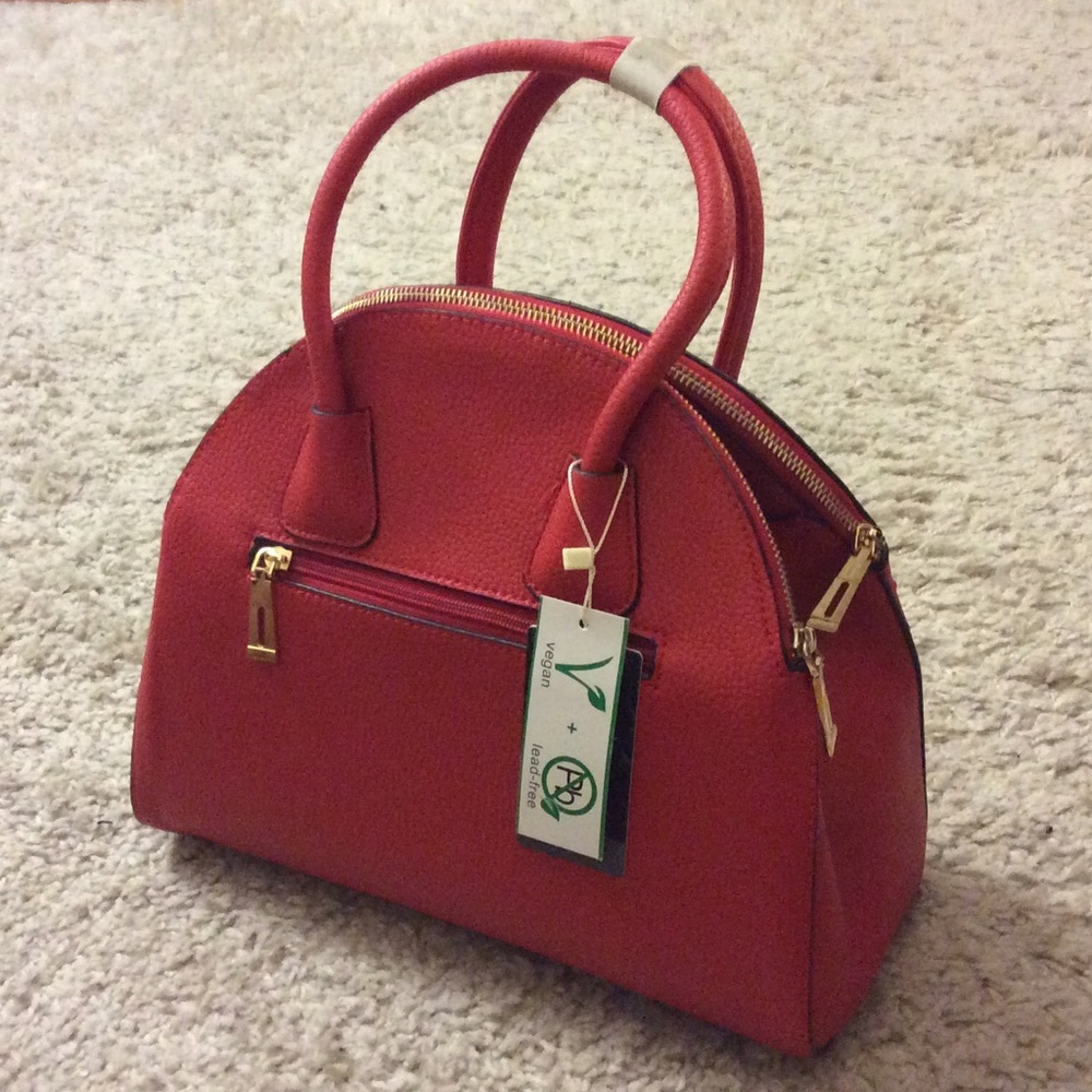 Red purse, vegan leather, satchel style, NWT