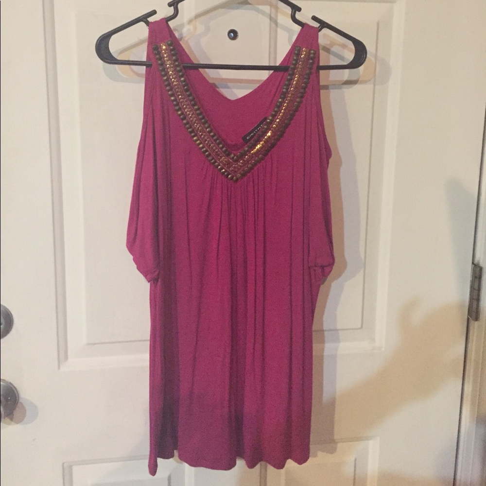 Pink top with gold sequence