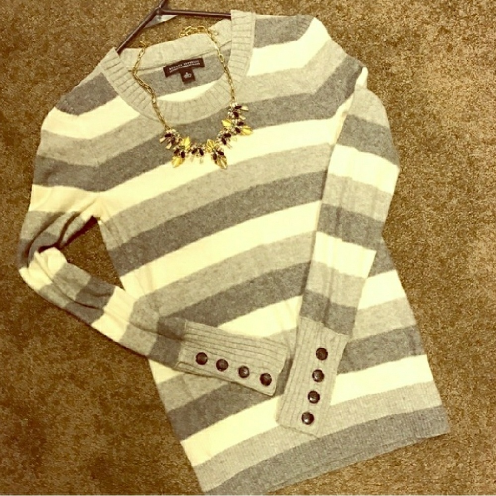 Striped Cashmere Banana Republic Buttoned Sweater
