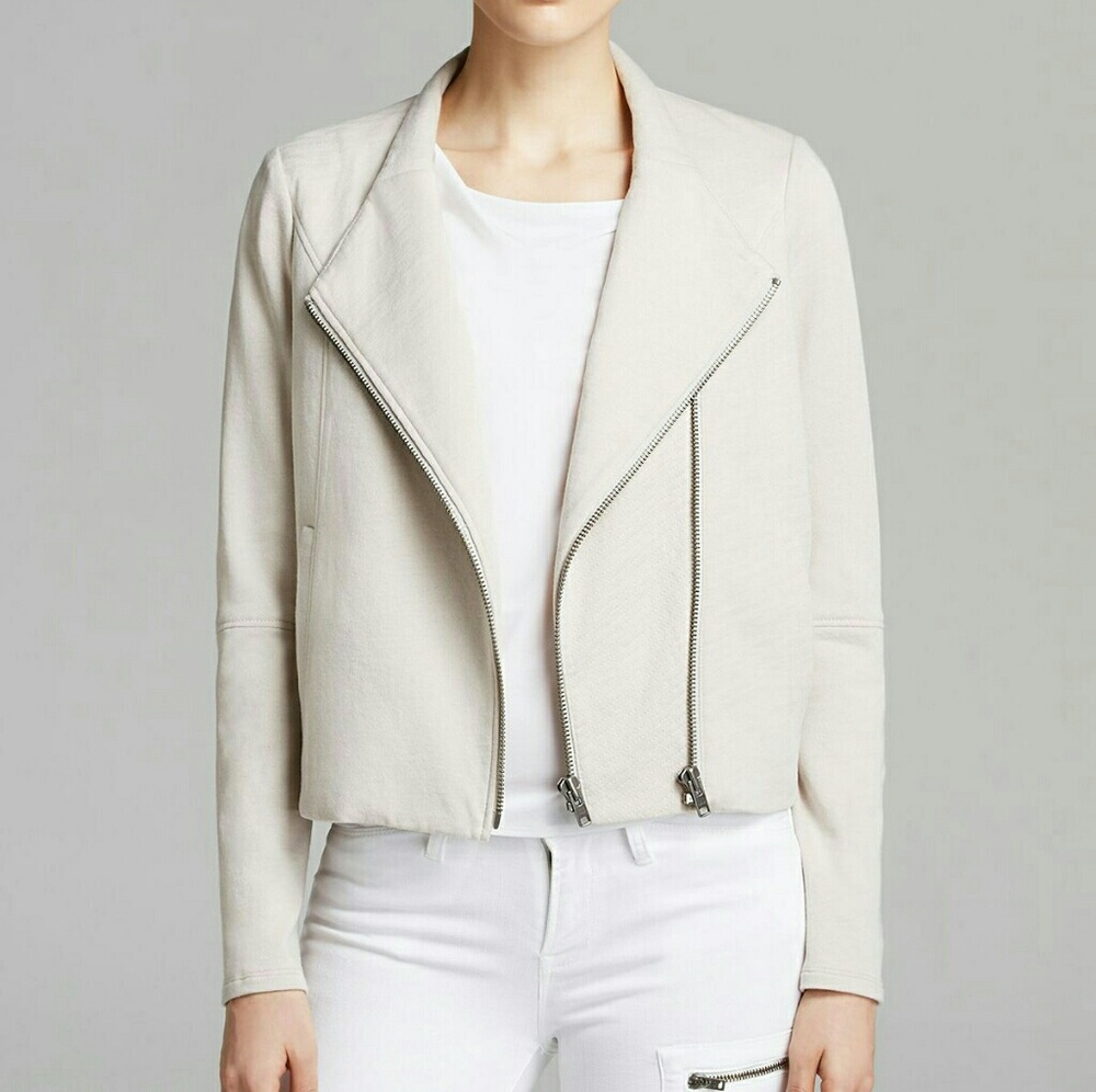 🆕Helmut​ Lang double zip beige knit moto jacket