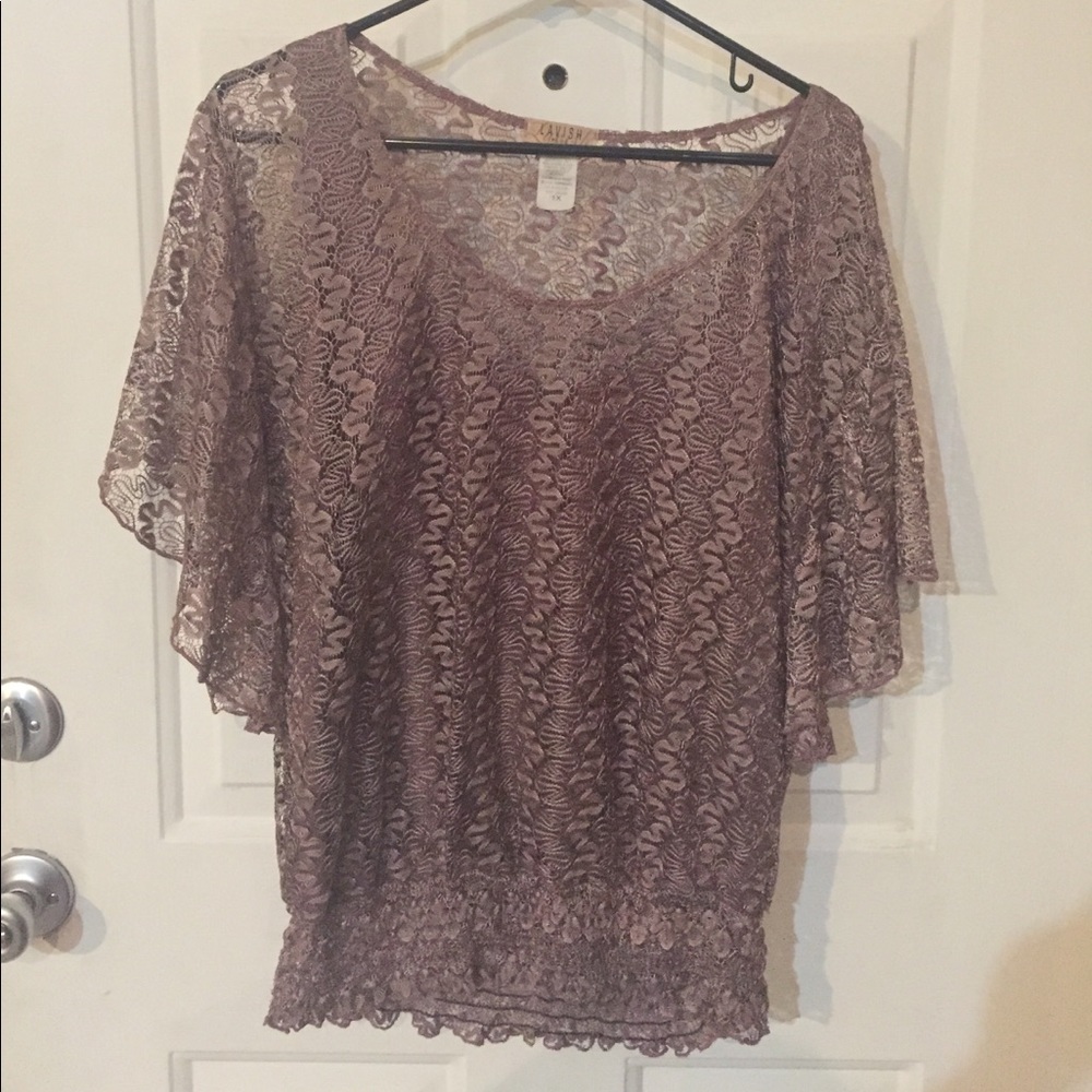 champagne color lace top