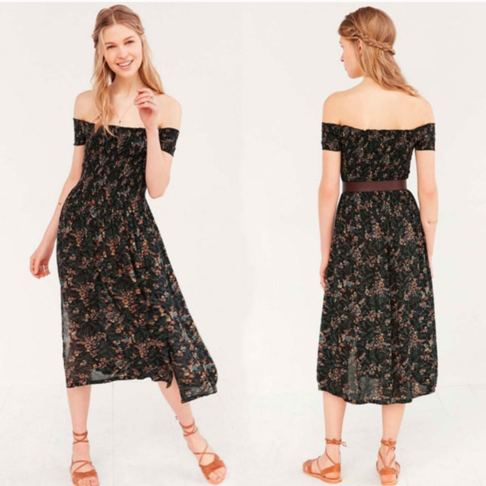 UO Kimchi Blue Smocked Picnic Midi Dress