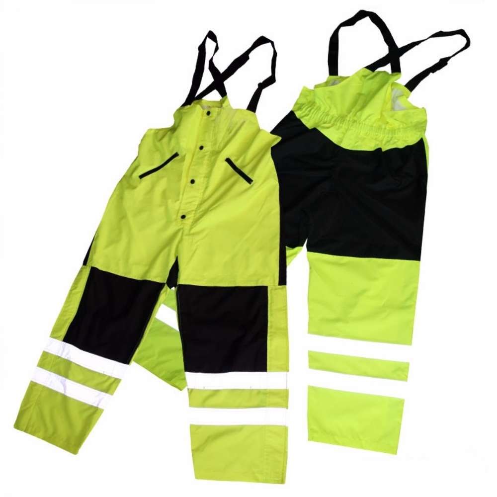 Hi Visibility Lime/Black Rain Bibs
