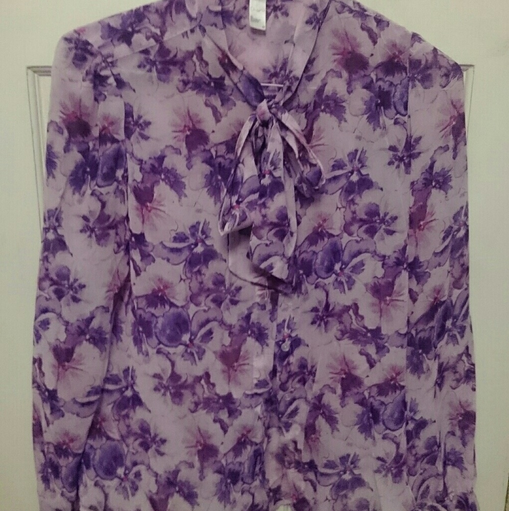 American Apparel tie neck sheer chiffon shirt