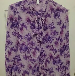 American Apparel tie neck sheer chiffon shirt