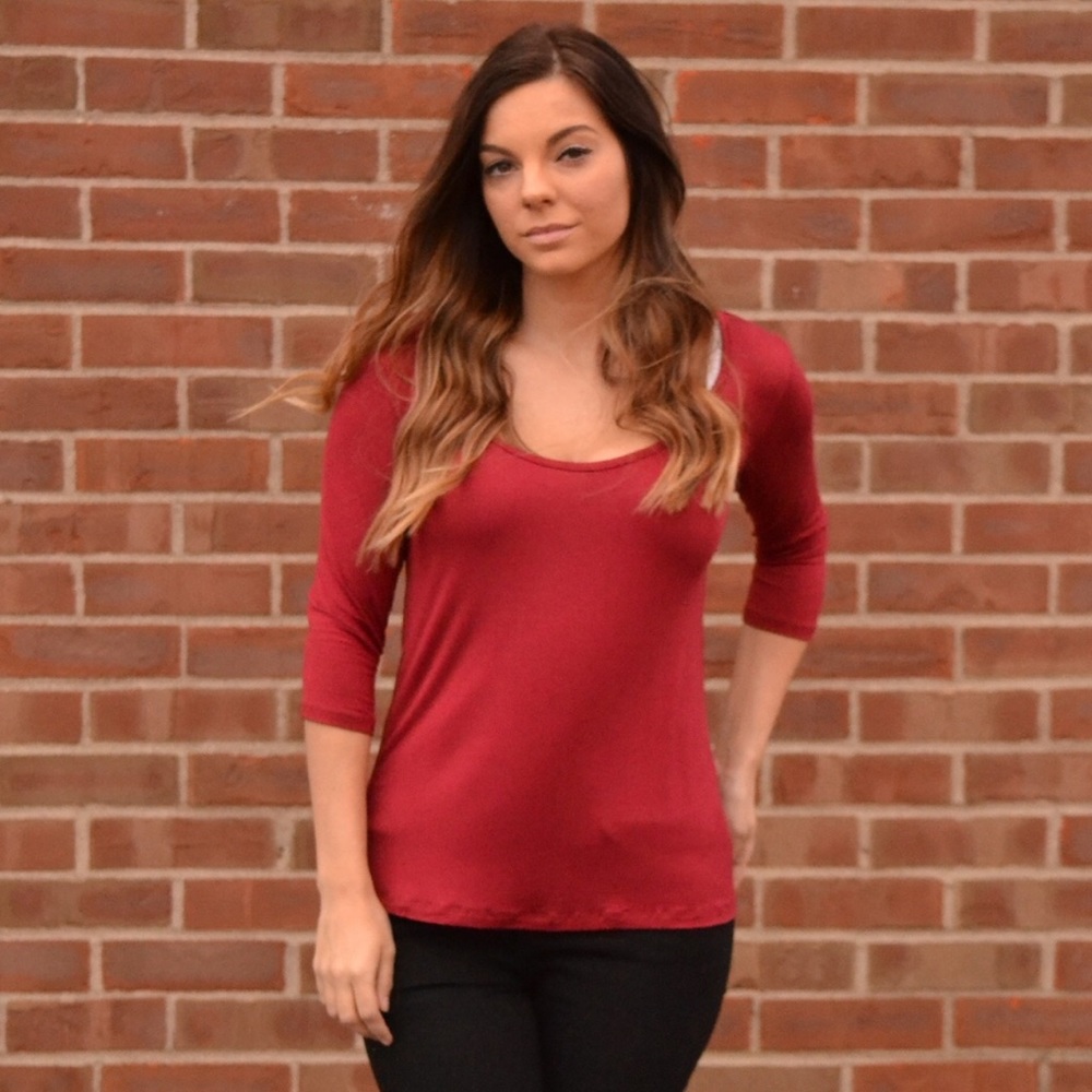 Cut Out Back Top - Burgundy