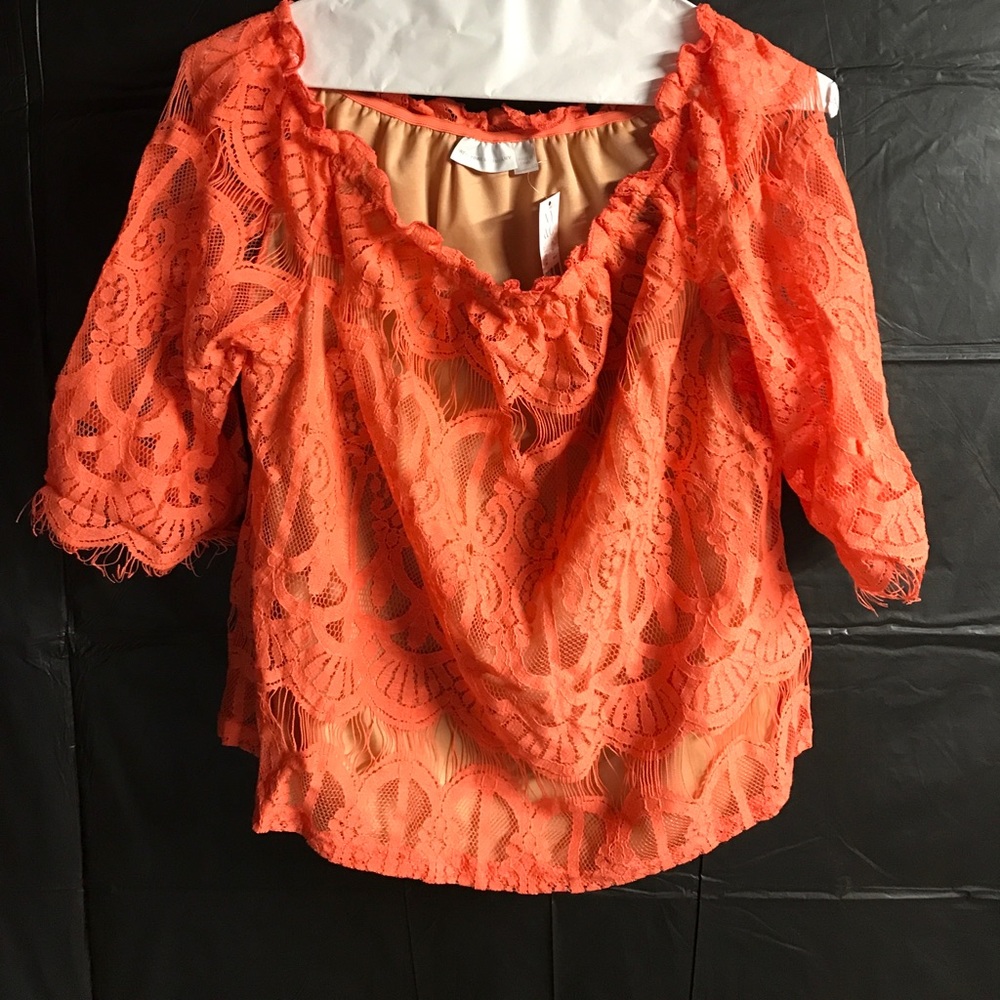 NEW YORK & CO. LACE OFF-THE-SHOULDER BLOUSE