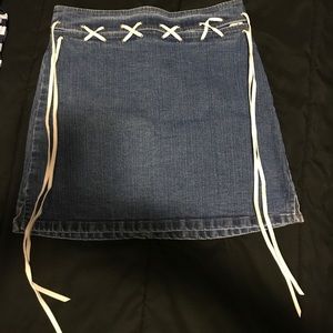 Venus lace up jean skirt