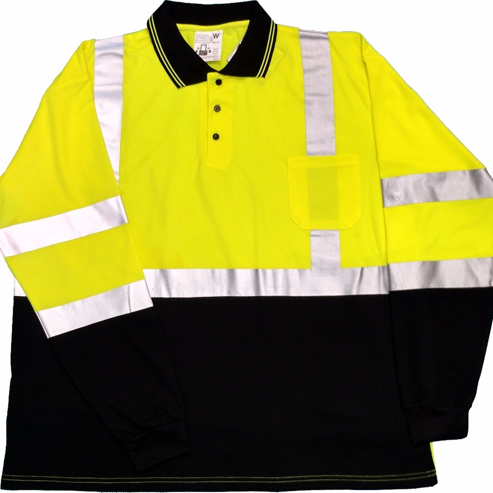Class 3 Hi Visibility Lime Black Polo Shirt