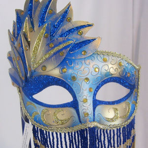 New Elaborate Beaded Stick Venetian Mask