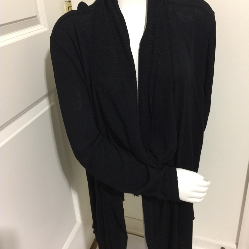 RELATIVITY Women Knit Front Open CARDIGAN BLACK
