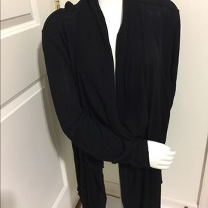RELATIVITY Women Knit Front Open CARDIGAN BLACK