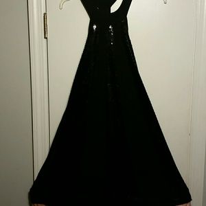 Black Sequin Halter Dress