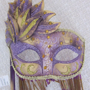 New Elaborate Beaded Stick Venetian Mask