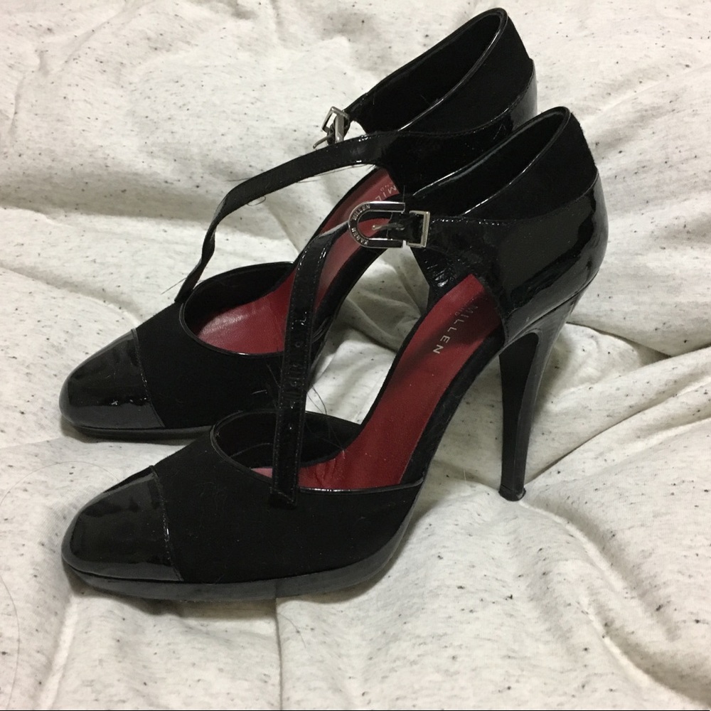 Karen Millen | Black Patent & Suede Heels w Strap