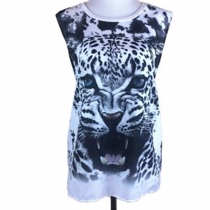 SOLD Express L Snow Leopard Top Tank Blouse