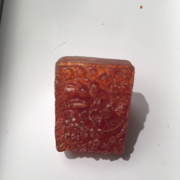 Rust Stamped Poly Resin Adjustable Ring - Picture 2 of 3