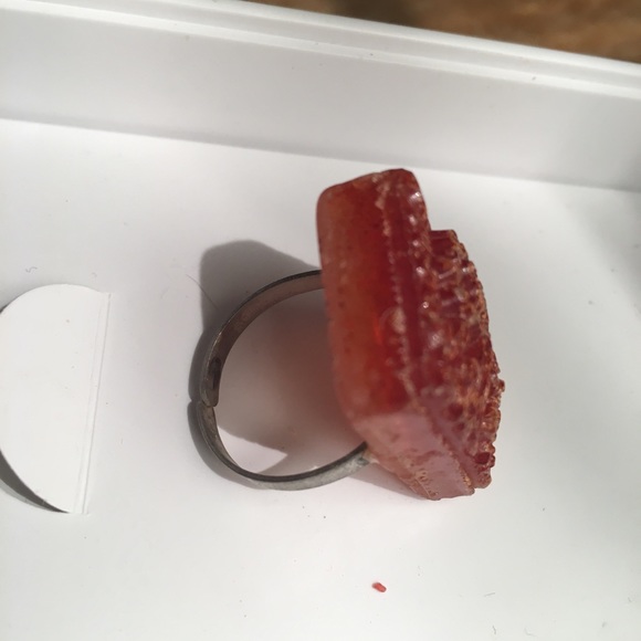 Rust Stamped Poly Resin Adjustable Ring - Picture 3 of 3