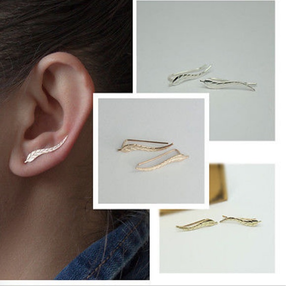 NEW dainty rose gold "Leaf" ear climber - Picture 2 of 4