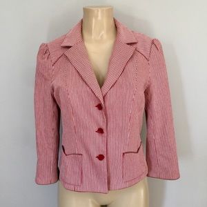 NANETTE LEPORE Cropped Blazer 3/4 Sleeves Strped