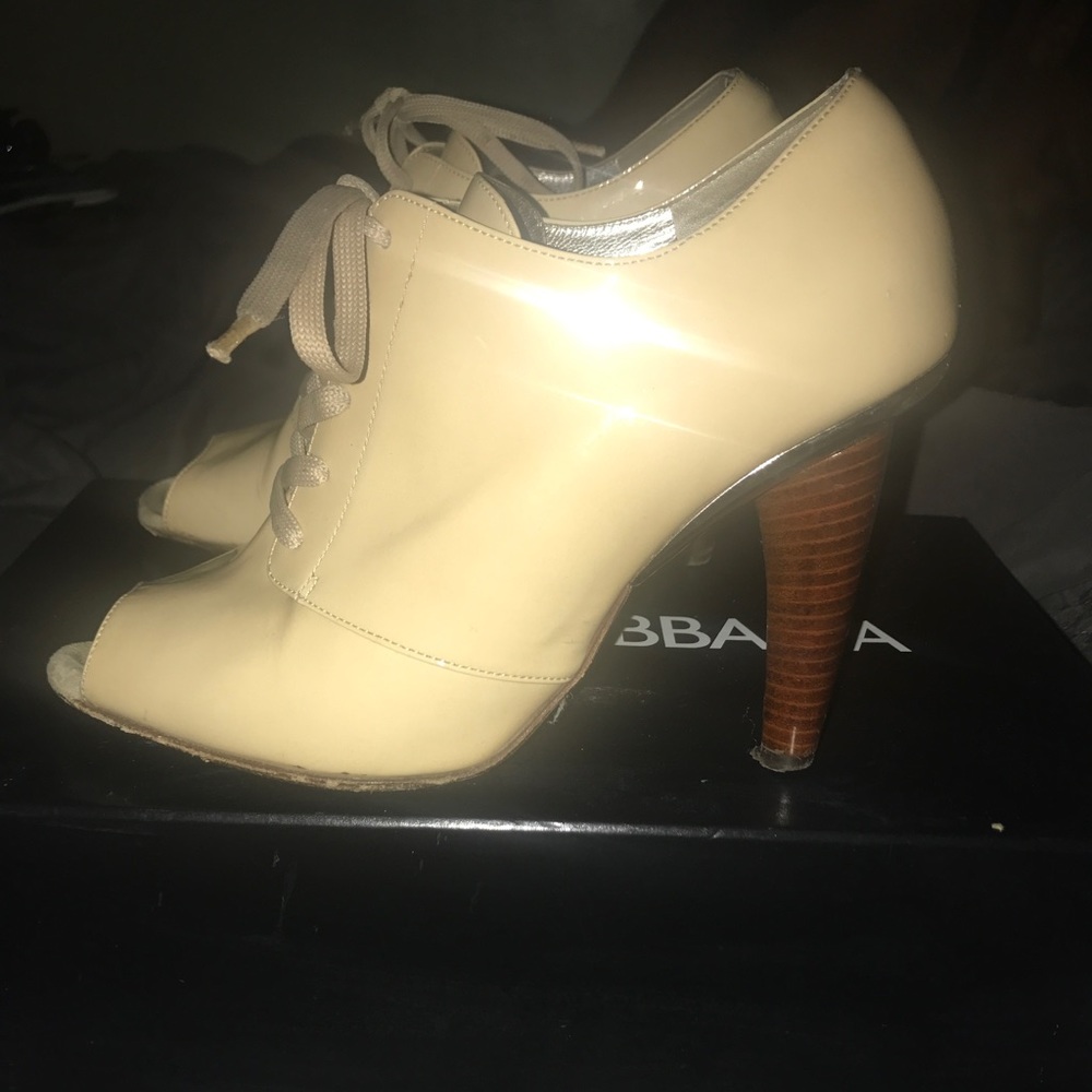 Dolce and Gabbana tan patent leather booties
