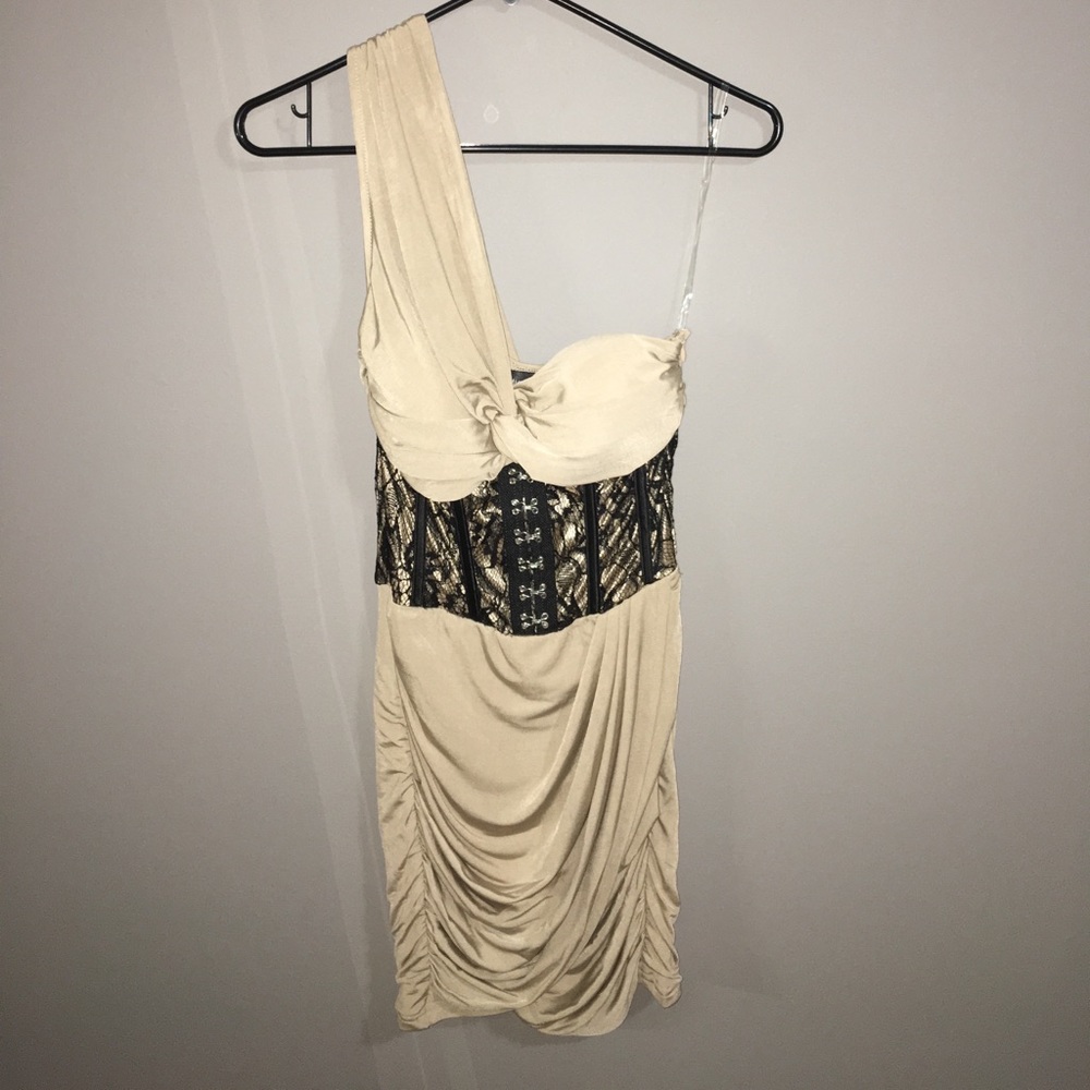 Sexy One Shoulder Corset Bodice Lace Up Dress