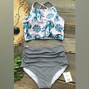 Cupshe floral high waisted bikini
