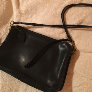 Vintage black Coach bad with brass hardware