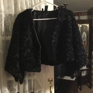 Black Plush Cape Jacket