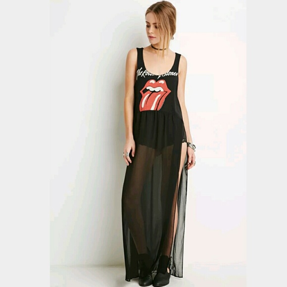 Forever 21 Dresses & Skirts - XXI FOREVER 21 The Rolling Stones maxi sheer dress