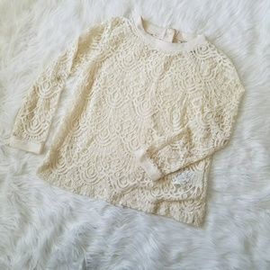 Banana Republic Cream Lace Button Back Top