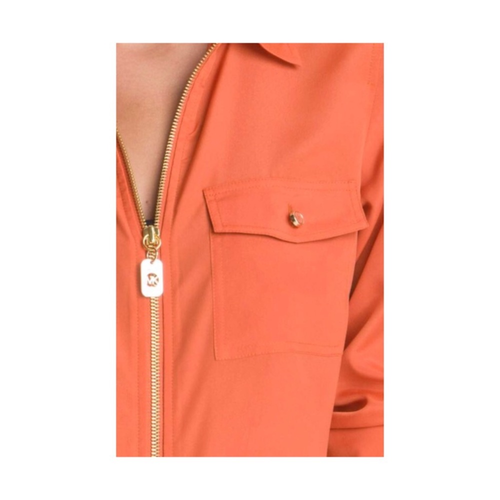 (2 FOR $12) Orange Dog Tag Zip Blouse - MK - Picture 1 of 4